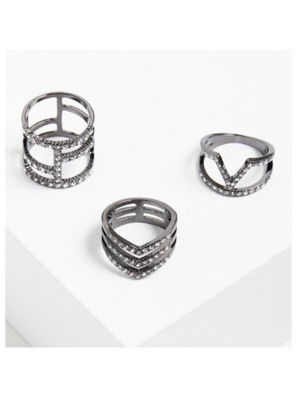 Torrid Hematite Tone Pave Statement Rings